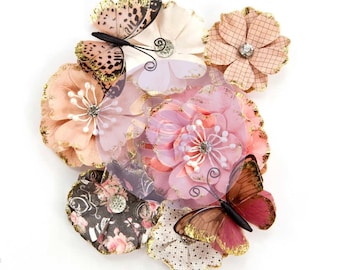 Prima Marketing Amelia Rose Flower Embellishment In Style~ Pen And Ink New Release In Stock Ready To Ship