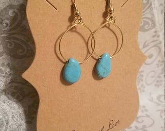 Blue Agate hooped earrings