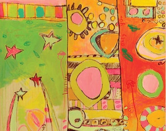 Sizzle Giraffe Canvas Print by Jennifer Mercede 48X12