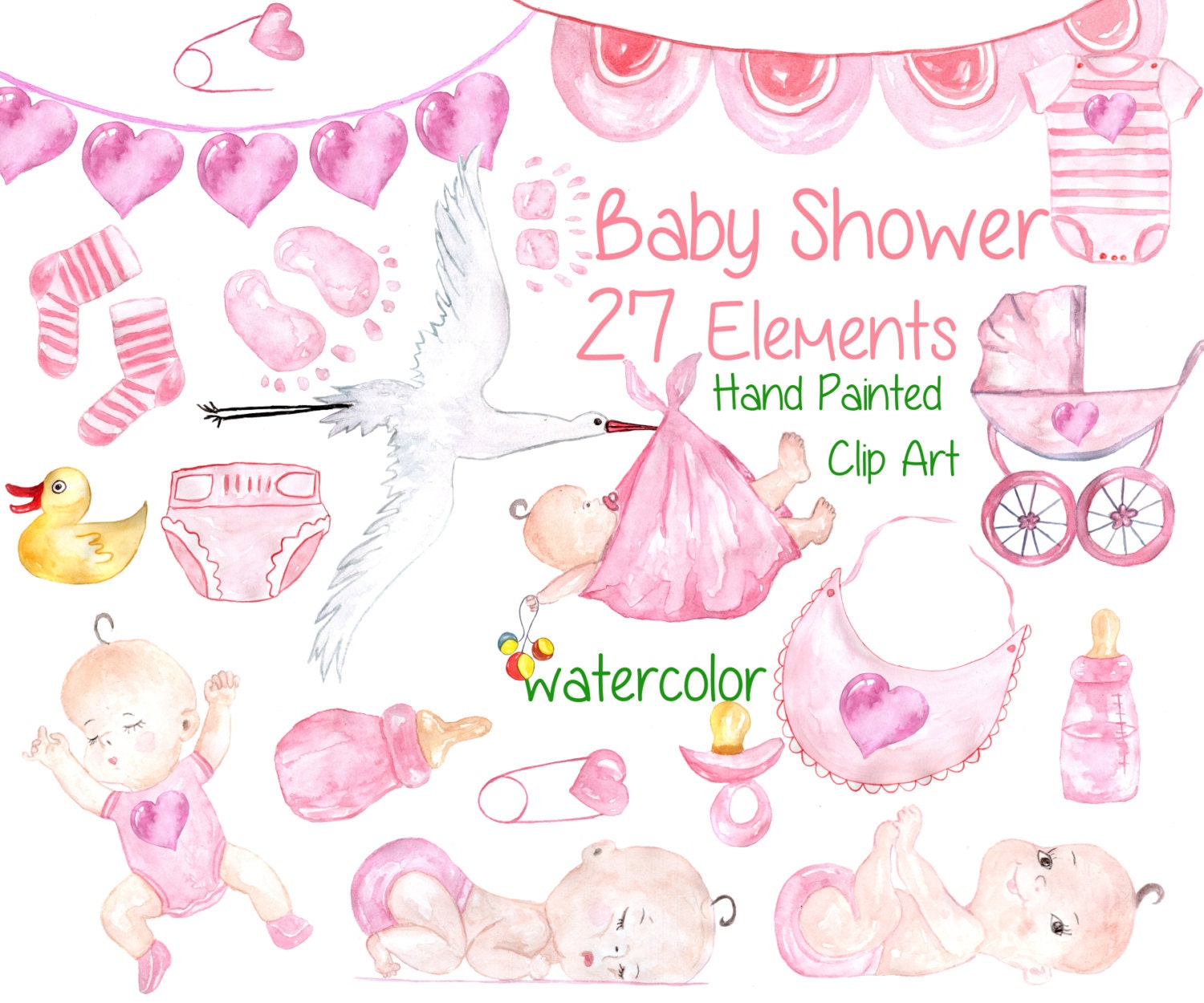 Download Watercolor baby girl clipart: BABY SHOWER CLIPART