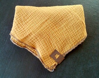 Scarf from muslin, cotton muslin in mustard-perfect for autumn!