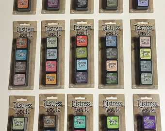 Tim Holtz Mini Distress Ink Pads - 4pc/pkg - Watercolor Blending/Journal Art/Mixed Media Ink