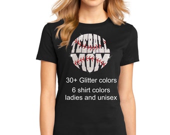 Women's Glitter Bling Teeball Mom shirt