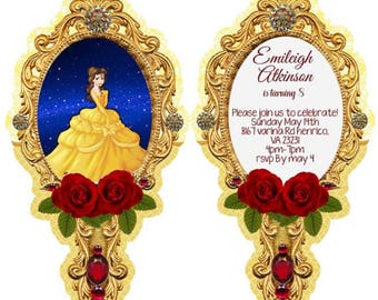 40 beauty and the beast invitations NOW die cut, and free white envelopes