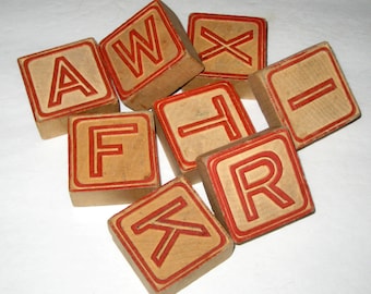 8 Vintage Alphabet Blocks for Crafting or Decorating