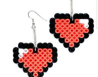 Peachy Keen Handmade Pixel Heart Earrings
