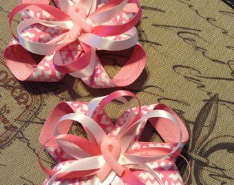 Pink breast cancer awareness bows