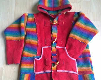 Upcycled Clothing/Sweater Jacket/Festival Clothing/Funky Clothing/Boho Clothing/Rainbow/Hippie Style/Knitwear/Wool/For Women/OOAK