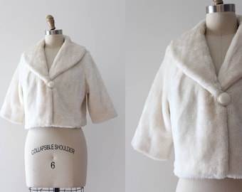 vintage 1960s jacket // 60s creamy faux fur cropped coat