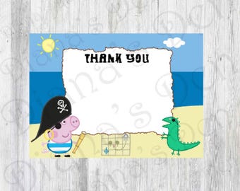 Pirate George Pig Thank You Card/George Pig Cards/George Pig Party/George Pig Birthday/Pirate George Card/Pirate George Theme/Pirate George