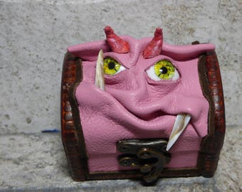 Treasure Chest Desk Organizer Monster Trinket Dice Box Ring Box Small Storage Stash Pink Leather Harry Potter Labyrinth 284