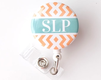 SLP Badge Clips - Retractable Badge Pull - Name Badge Holder - ID Badge Reels - Speech Language Pathologist Gifts - SLP Gift - BadgeBlooms