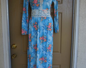 Butterfly Sleeves Empire Waist Floral Kaftan Dress Summer