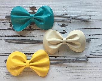Faux Leather, Set of 3 Bows