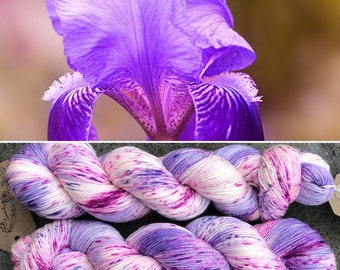 Spring Iris Sock Yarn, speckled 4ply merino nylon blend