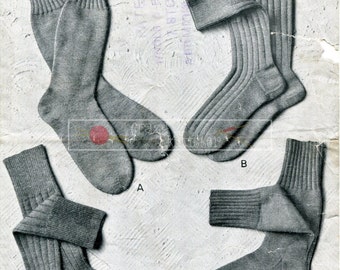 Men's Socks 3-ply and 4-ply Patons & Baldwins 137 Vintage Knitting Pattern PDF instant download
