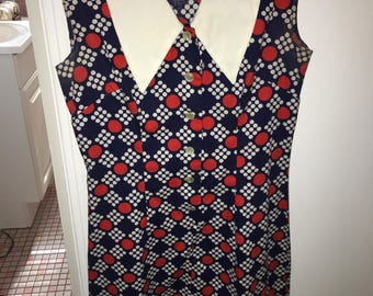 Vintage Sears Juniors Polka-Dot Dress with Peter Pan Collar