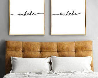 Bedroom Decor, Inhale Exhale Print, Bedroom Wall Art, Home Decor, Yoga Gifts, Minimalist Wall Art, Gift for her, Printable Wall Art