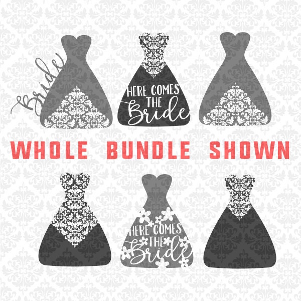 Download Bride Bridal Wedding Groom Shower Marriage Dress SVG DXF Ai