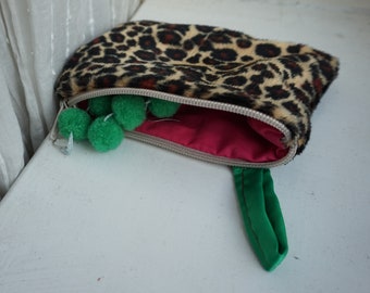 Faux Leopard Print Pouch Bag Clutch