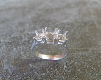 Sterling silver 3 stone ring mounting