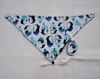 Bib clip pacifier penguins pattern