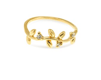 Leaf Ring, Gold Leaf Ring, Flower Ring, Ornate Ring, Midi Finger Ring, Boho Ring, Gold Plated Jewelry, Chic Jewelry, Gold Ring For Women