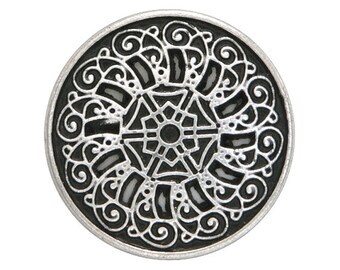 3 Byzantine 13/16 inch ( 20 mm ) Metal Buttons Antique Silver Color