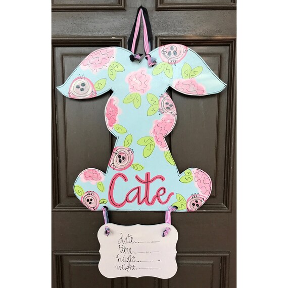Items similar to floral baby door hanger// hospital door hanger