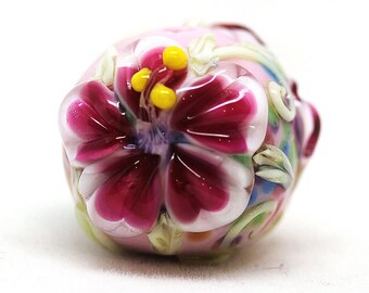 Made to order Margo lampwork beads flowery