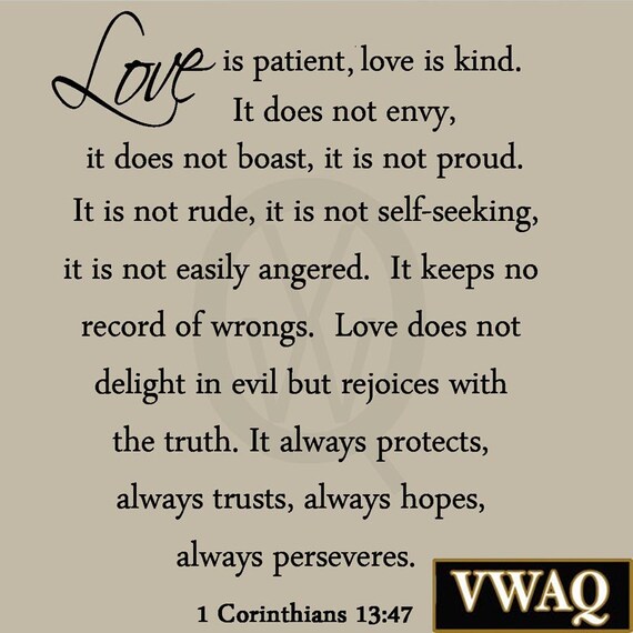 bible about quotes patient love 13:47 Love is 1 Wall Love Decal Kind is Patient Corinthians