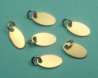 12 pcs 14k Gold Filled Tags Oval Blank Discs Charms 5.5x10mm,
