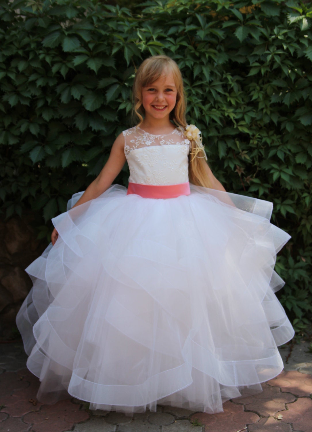 Ivory Flower Girl Dress Wedding Party Holiday Bridesmaid