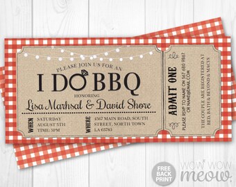 I Do BBQ Invitation Tickets Red Couples Shower Printable Invite Engagement Party INSTANT Download Check Personalize Editable Printable Edit