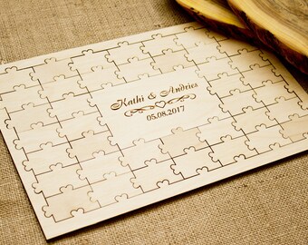 Wedding guest book Puzzle,Wedding guestbook Wood, Jigsaw guestbook,Guest book Puzzle,Personalized puzzle, Wedding puzzle guestbook