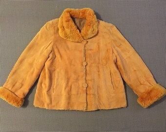 1960’s, reversible, fur, swing coat, in apricot, Women’s size Medium/Large