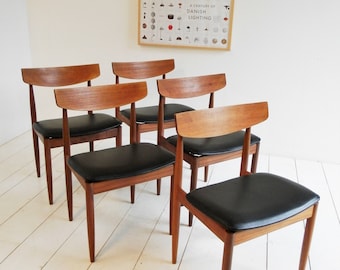 Vintage Mid Century Dining Chairs x 5 - Danish Design