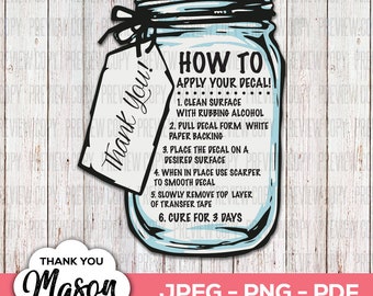 decal application instructions care card printable care card