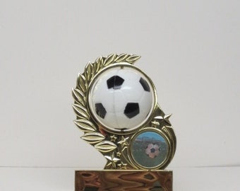 Personalized 4" Soccer Trophy with Spinning Soccer Ball and Holographic Goal FREE Engraving