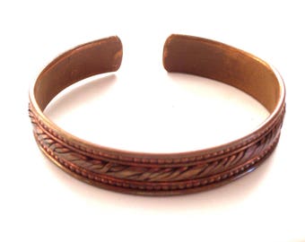 Vintage Copper Cuff, Boho Copper Cuff Bracelet, Copper Bracelet, Copper Twist Braid Cuff, Copper Jewelry, The Copper Cat