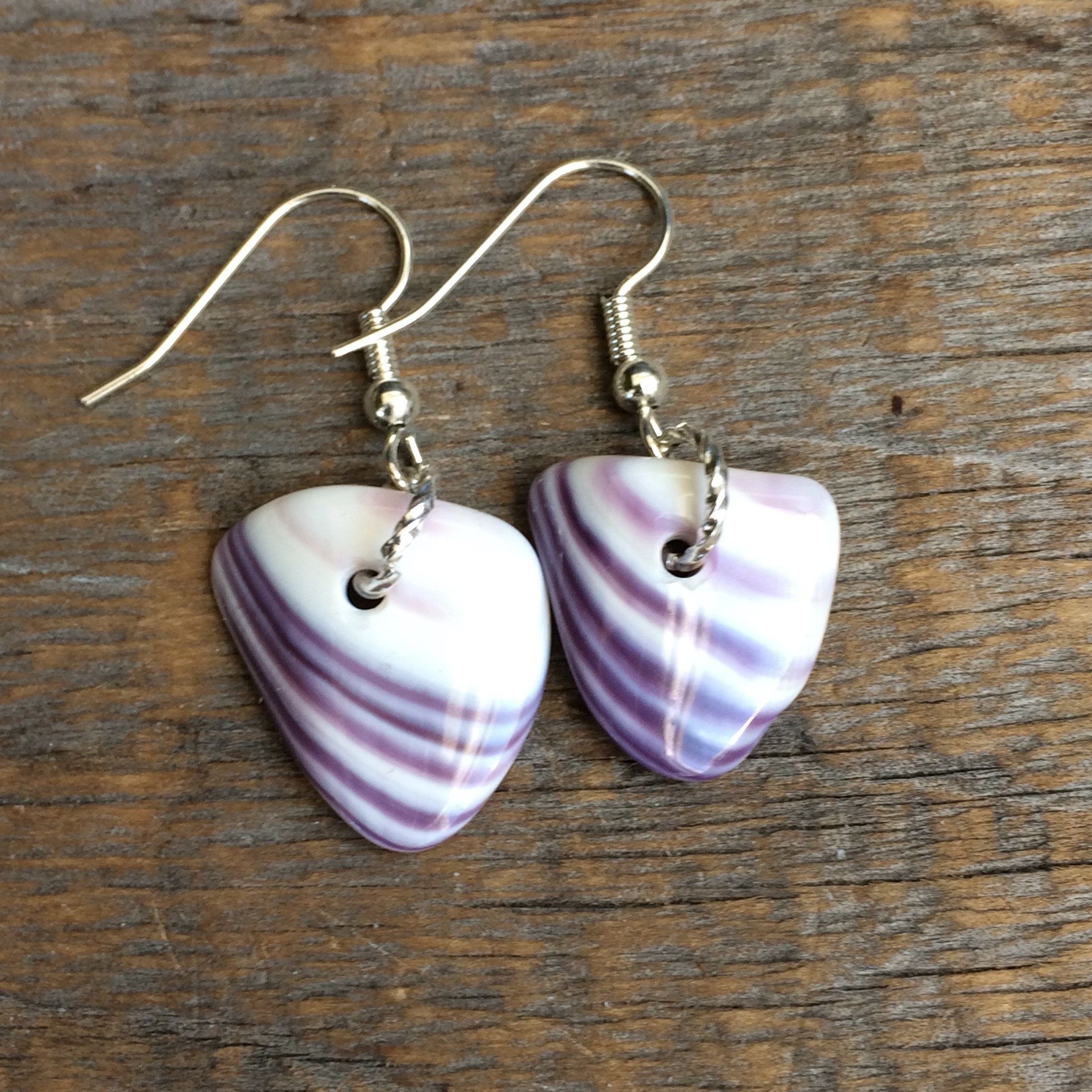 Natural Wampum Earrings Native American Jewelry purple