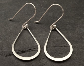 Silver Drop Earrings- Sterling Silver Teardrop Earrings- Silver Dangle Earrings- Handmade Sterling Silver Earrings- Simple Silver Earrings