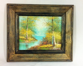 Framed Landscape Oil Painting on Canvas Signed