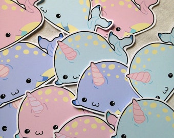 Narwhal sticker set, cute narwhal, cute stickers, kawaii stickers, journal stickers, planner sticker set, kawaii narwhal, cute narwhal