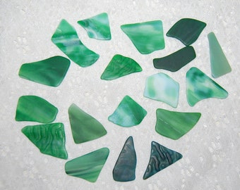 Assorted Green Faux Sea Glass undrilled lot - 16 pieces