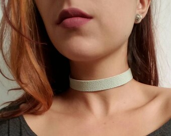 Textured Light Blue Leather Choker