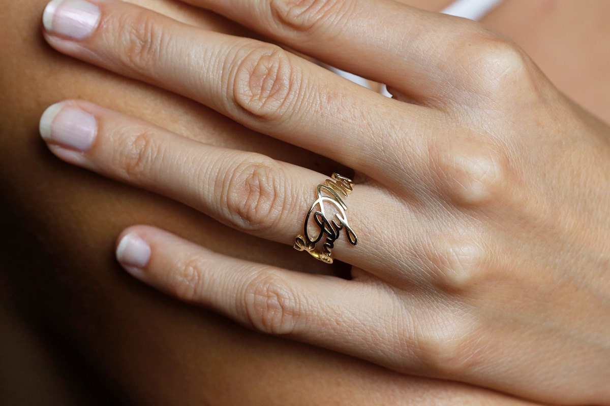 name letter ring gold