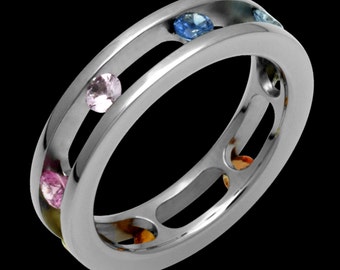 Titane & multicolores saphir éternité bague sur mesure faite pour elle 5 mm de large
