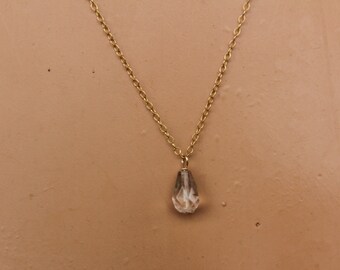 Small Quartz Necklace, Dainty Necklace, Quartz Pendant, Delicate, Quartz Briolette, Faceted, Layering Necklace, Layered, Minimalist