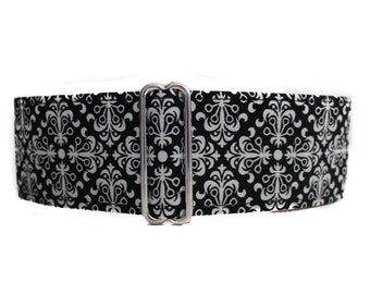 Black and White Martingale Collar, 2 inch Martingale Collar, Black and White Dog Collar, Greyhound Collar, Sighthound Collar